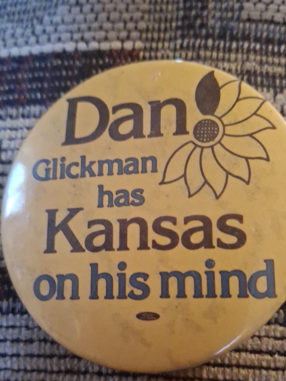 Kansas Yellow Campaign Button Home Accent Pin Glickman Sunflower